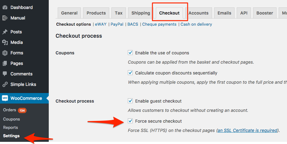 Enable SSL for WooCommerce Checkout